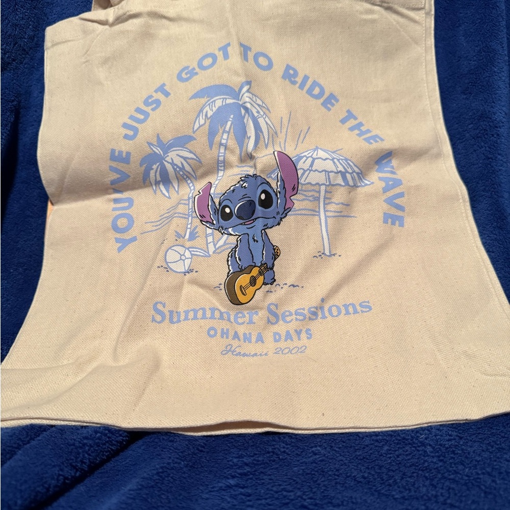 Primark Cream Tote Bag with Blue and Purple Design